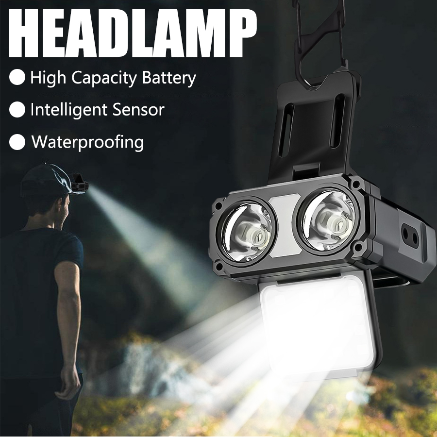 Fishing Hat - 센서 COB LED 헤드램프 캡 클립
