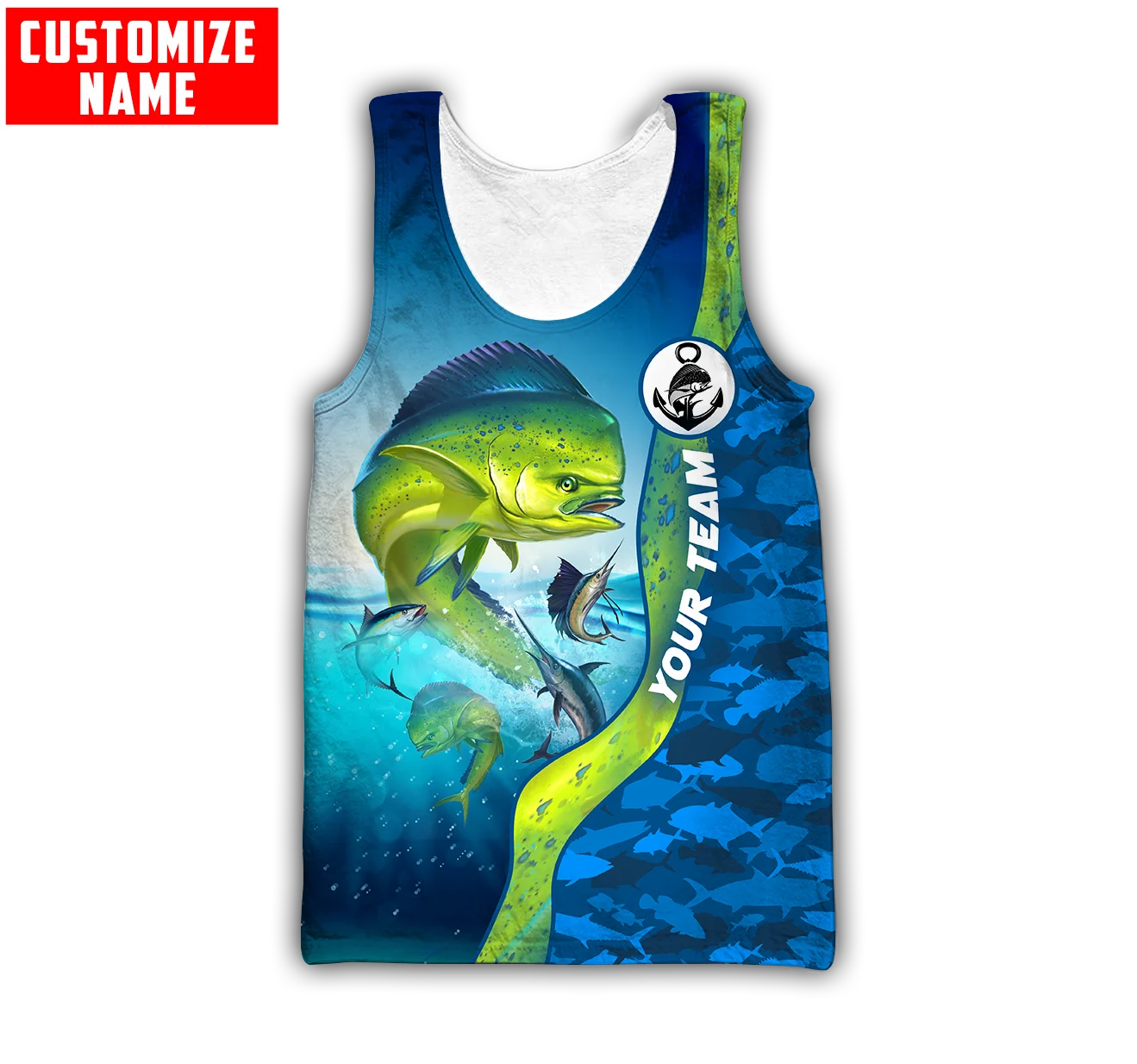 Fishing Vest - 사용자 정의 이름 Mahi mahi 낚시